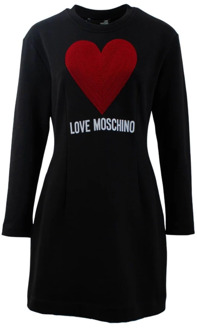 Love Moschino Gebreide jurk met ballon silhouet Love Moschino , Black , Dames - XS