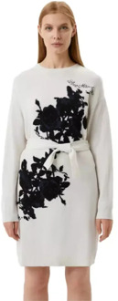 Love Moschino Gebreide jurk met rozenborduursel Love Moschino , White , Dames - M,S,Xs