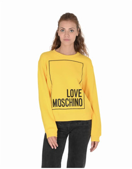 Love Moschino Gele Katoenen Sweatshirt met Inlay Detail Love Moschino , Yellow , Dames - Xl,L,M,S,Xs,2Xs