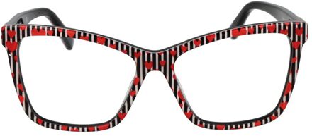 Love Moschino Gestreepte Hartbril Zwart