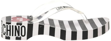 Love Moschino Gestreepte sandalen met lage hak en plateau Love Moschino , Black , Dames - 41 Eu,38 EU