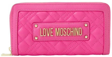 Love Moschino Gewatteerde PU Portemonnee in Fuchsia Love Moschino , Pink , Dames - ONE Size