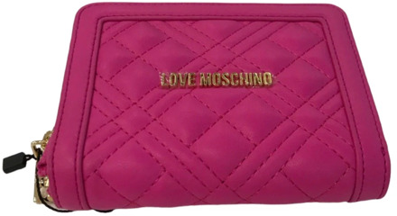 Love Moschino Gewatteerde ritsportemonnee in Fuchsia Love Moschino , Pink , Dames - ONE Size