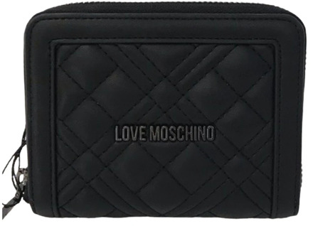 Love Moschino Gewatteerde ritsportemonnee met muntvak Love Moschino , Black , Dames - ONE Size