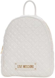 Love Moschino Gewatteerde Rugzak met Logodetail Love Moschino , White , Dames - ONE Size