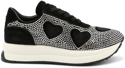 Love Moschino Glitter Sneakers met Puntige Neus en Hak Love Moschino , Black , Dames - 35 EU