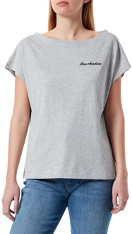 Love Moschino Grijze Katoenen T-shirt met Hart Logo Love Moschino , Gray , Dames - Xl,L,M,S