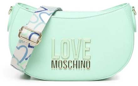 Love Moschino Groene Mint Schoudertas met Logo Plaque Love Moschino , Green , Dames - ONE Size