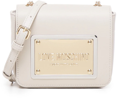 Love Moschino Ivoor Schoudertas met Logo Plaat Love Moschino , White , Dames - ONE Size