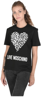 Love Moschino Katoenen T-shirt met logo detail Love Moschino , Black , Dames - L,M,S,Xs