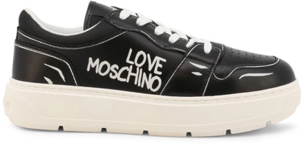 Love Moschino Leren sneakers met vrouwelijke touch Love Moschino , Black , Dames - 36 Eu,38 Eu,39 Eu,40 Eu,41 Eu,37 EU