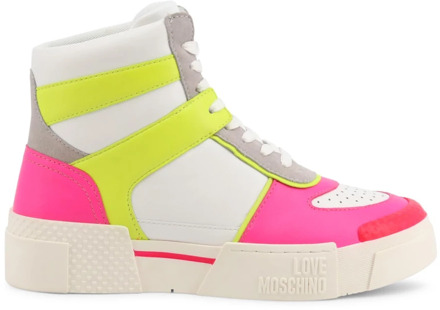 Love Moschino Leren Sneakers - Ronde Neus - Rubberen Zool Love Moschino , White , Dames - 40 Eu,41 Eu,36 Eu,38 Eu,37 Eu,39 EU