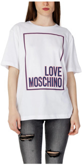 Love Moschino Logo Box T-shirt voor vrouwen Love Moschino , White , Dames - M,S,Xs