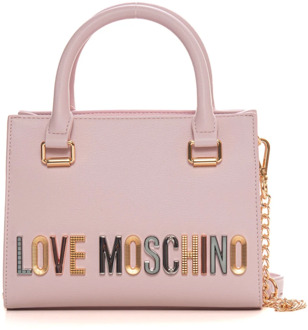 Love Moschino Metallic Gouden Handtas met Logo Love Moschino , Pink , Dames - ONE Size