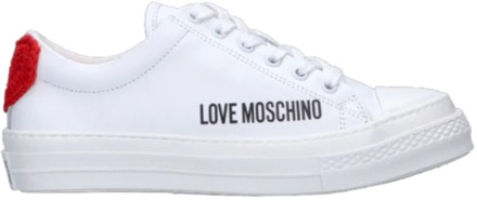 Love Moschino Modieuze Sneakers - Sneakerd.vulc40 Vitello Bian/Rosso Ja15914G0Giar Love Moschino , White , Dames - 36 Eu,40 EU