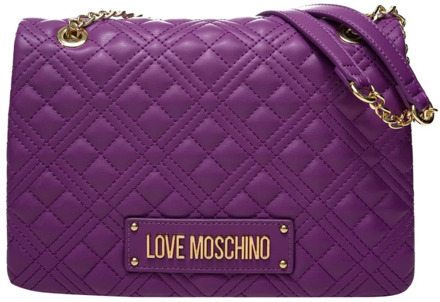 Love Moschino Paarse Gewatteerde Schoudertas Love Moschino , Purple , Dames - ONE Size