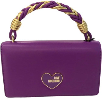 Love Moschino Paarse Geweven Handtas met Ketting Love Moschino , Purple , Dames - ONE Size