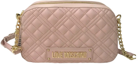 Love Moschino Poeder Roze Schoudertas met Rits Love Moschino , Pink , Dames - ONE Size