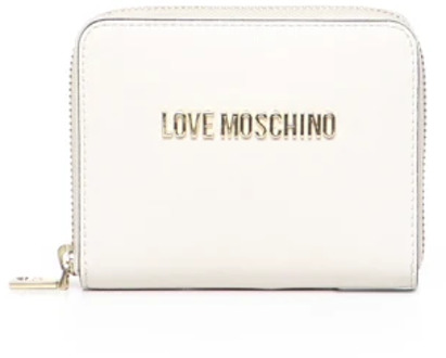 Love Moschino Portemonnee met Goudkleurig Logo en Ritssluiting Love Moschino , White , Dames - ONE Size