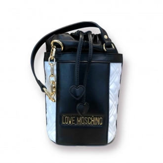 Love Moschino Quilted Bicolor Offwhite/Zwarte Tas Love Moschino , Black , Dames - ONE Size