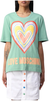 Love Moschino Regenboog Hart Logo Bedrukt T-shirt Love Moschino , Multicolor , Dames - 2XS