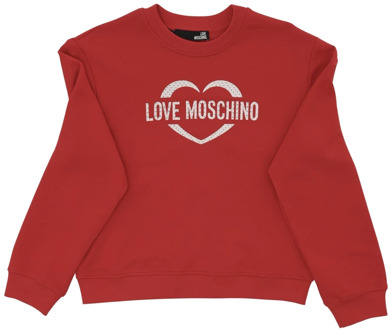 Love Moschino Rode Katoenen Sweatshirt Love Moschino , Red , Dames - M,S,Xs,2Xs