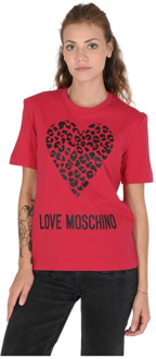 Love Moschino Rode Katoenen T-Shirt Love Moschino , Red , Dames - L,M,S,Xs,2Xs