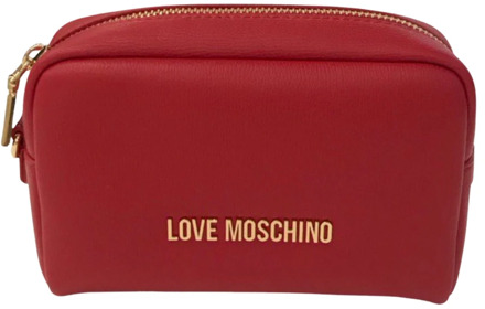 Love Moschino Rode Logo Rits Tas met Afneembare Handvat Love Moschino , Red , Dames - ONE Size