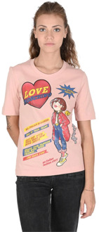 Love Moschino Roze Katoenen T-Shirt Love Moschino , Pink , Dames - Xl,L,M,S,Xs,2Xs