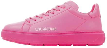 Love Moschino Roze Leren Sneakers voor Dames Love Moschino , Pink , Dames - 40 Eu,38 Eu,37 EU
