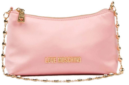 Love Moschino Roze Satijnen Schoudertas Love Moschino , Pink , Dames - ONE Size
