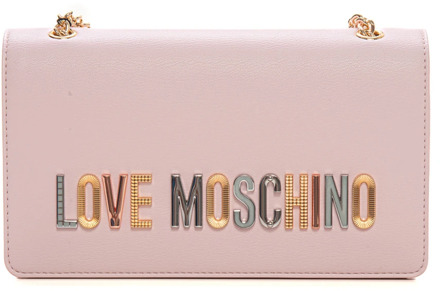 Love Moschino Schoudertas met Gouden Ketting en Logo Love Moschino , Pink , Dames - ONE Size