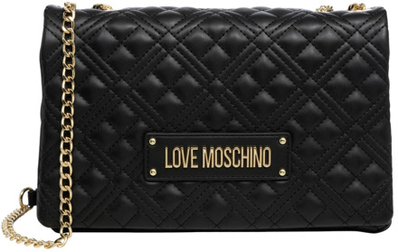 Love Moschino Schoudertas met Logo en Magneetsluiting Love Moschino , Black , Dames - ONE Size
