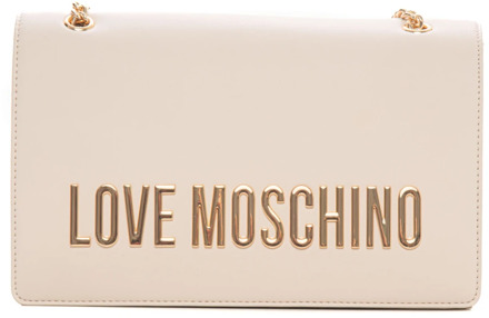 Love Moschino Schoudertas met Logo en Verborgen Sluiting Love Moschino , Beige , Dames - ONE Size