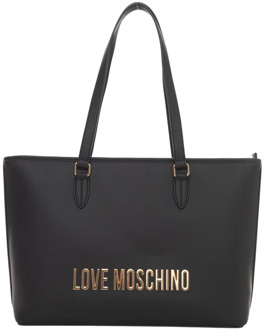 Love Moschino Shopper Tas met Logo en Ritssluiting Love Moschino , Black , Dames - ONE Size