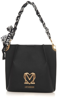 Love Moschino Sjaal Handvat Bucket Bag met Intern Compartiment Love Moschino , Black , Dames - ONE Size