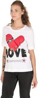Love Moschino Skateboard Hart Grafiek T-shirt Wit