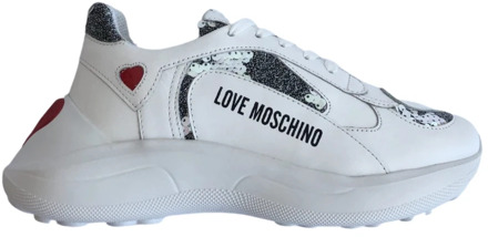 Love Moschino Sneakers met pailletten en applicaties Love Moschino , White , Dames - 40 EU