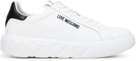 Love Moschino Sneakers van kalfsleer met contrasterende hak Love Moschino , White , Dames - 41 Eu,40 EU
