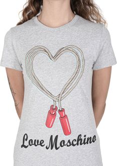 Love Moschino Springtouw Hart T-shirt Grijs Mélange Lichtgrijs
