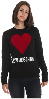 Love Moschino Sweatshirt met ronde hals en logo Love Moschino , Black , Dames - 2XS