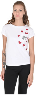 Love Moschino Wit Katoen Spandex T-Shirt Love Moschino , White , Dames - L,M,S,Xs,2Xs