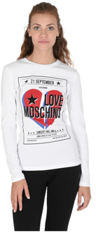 Love Moschino Wit Katoen Spandex T-Shirt Love Moschino , White , Dames - L,M,S,Xs