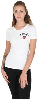 Love Moschino Wit Katoenen Blend T-Shirt Love Moschino , White , Dames - L,M,S,Xs,2Xs
