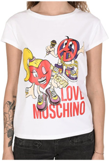 Love Moschino Wit Katoenen Spandex T-Shirt Love Moschino , White , Dames - L,M,S,Xs,2Xs
