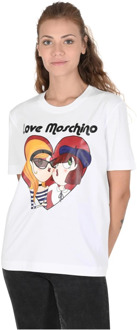 Love Moschino Wit Katoenen T-Shirt Love Moschino , White , Dames - Xs,2Xs