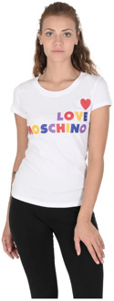 Love Moschino Wit Katoenen T-Shirt met Design Love Moschino , White , Dames - Xl,L,M,S,2Xs