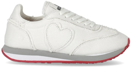 Love Moschino Witte Canvas Sneaker met Franje Love Moschino , White , Dames - 37 EU