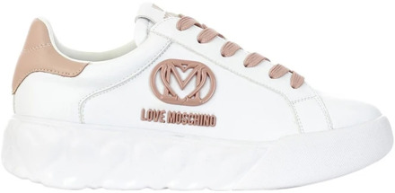 Love Moschino Witte/Cipria Leren Sneakers voor Dames Love Moschino , White , Dames - 41 EU