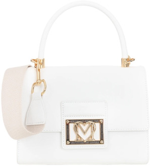 Love Moschino Witte Fancy Heart Lettering Tas Love Moschino , White , Dames - ONE Size